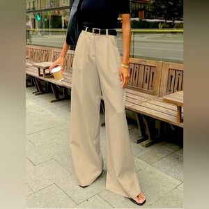 Khaki Wide Leg Pants, Without Belt, NWT, Size 2